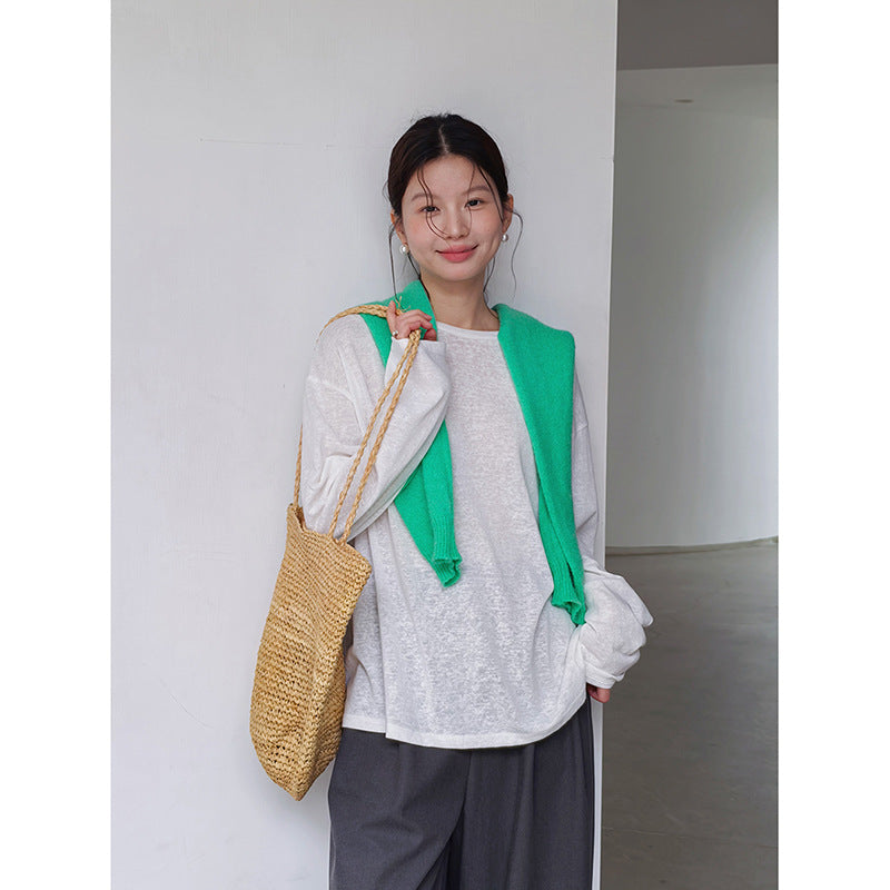 Dame afslappet langærmet skjorte lavet af blød bomuldsblanding med moderne design Stilla