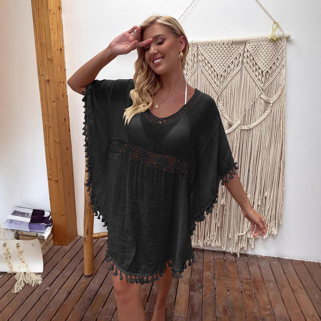 Dame afslappet strandovertræk med frisk hæklede detaljer Stilla