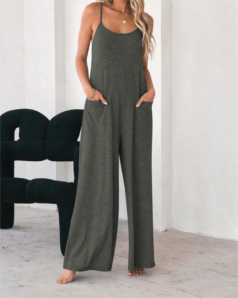 Dame Løs Jumpsuit med bredt skåret ben og praktiske lommer Stilla