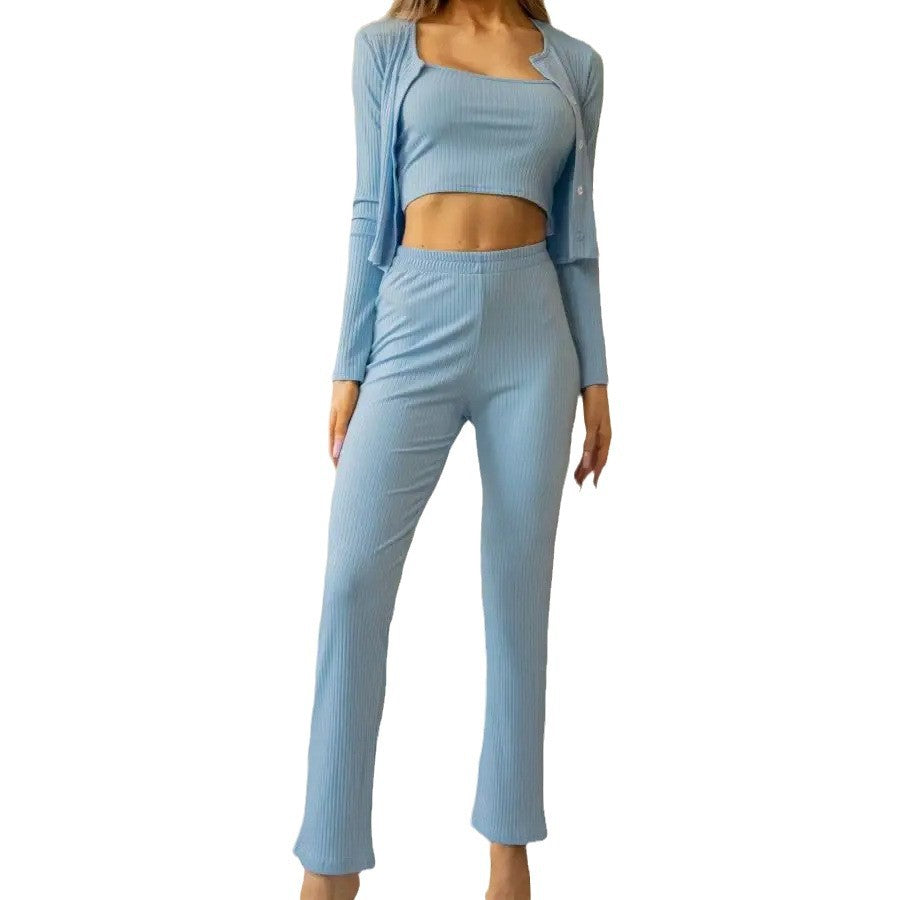 Dame afslappet og elegant lounge-sæt med ribstruktur Stilla