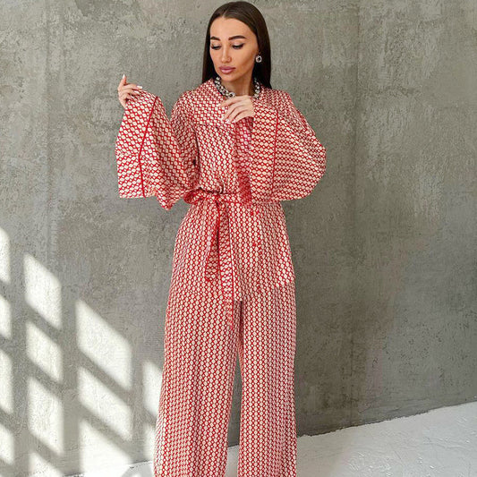 Dame elegant Jumpsuit med løse ærmer og taljebælte Stilla