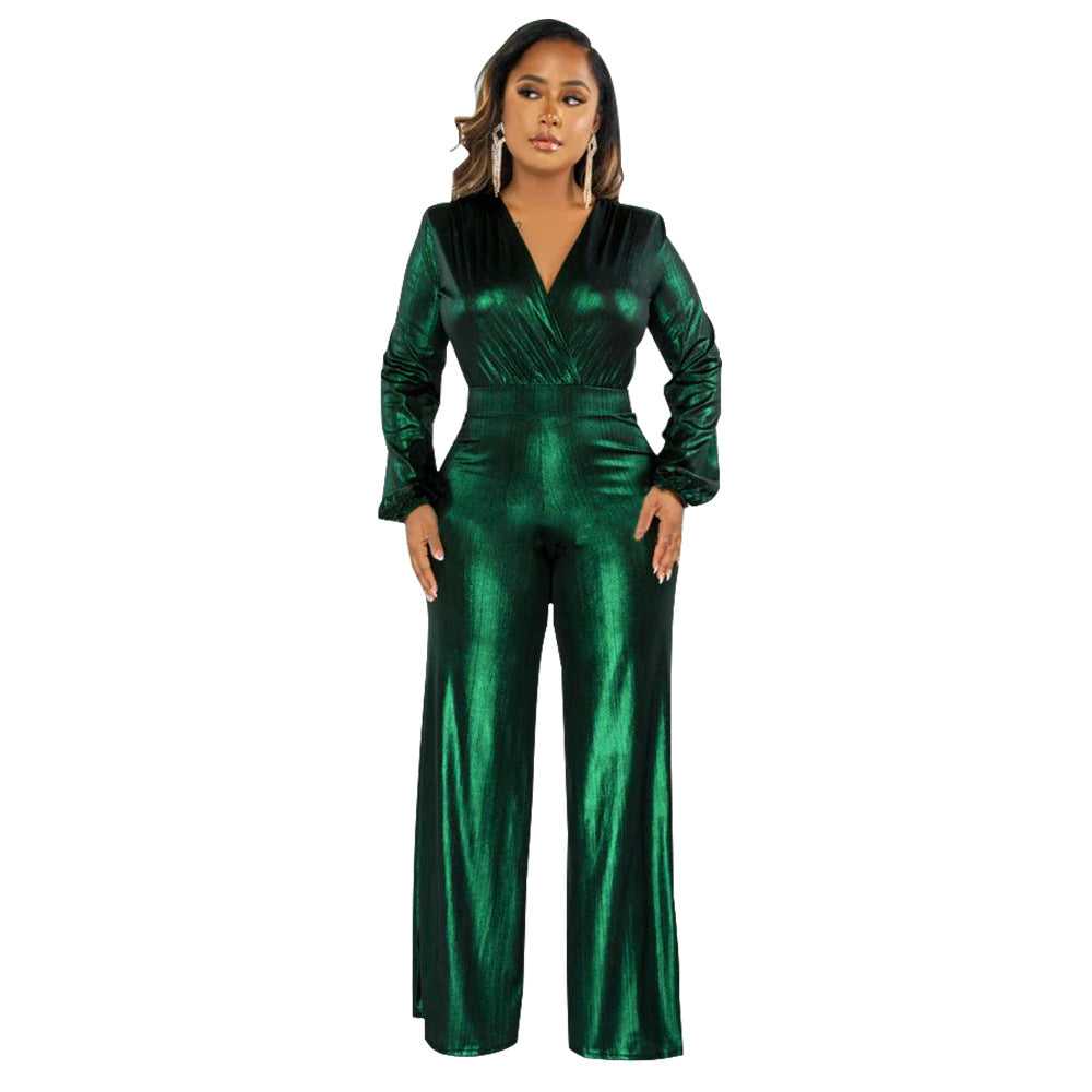 Dame Glamourøs Jumpsuit med glitrende overdel og bredt ben Stilla