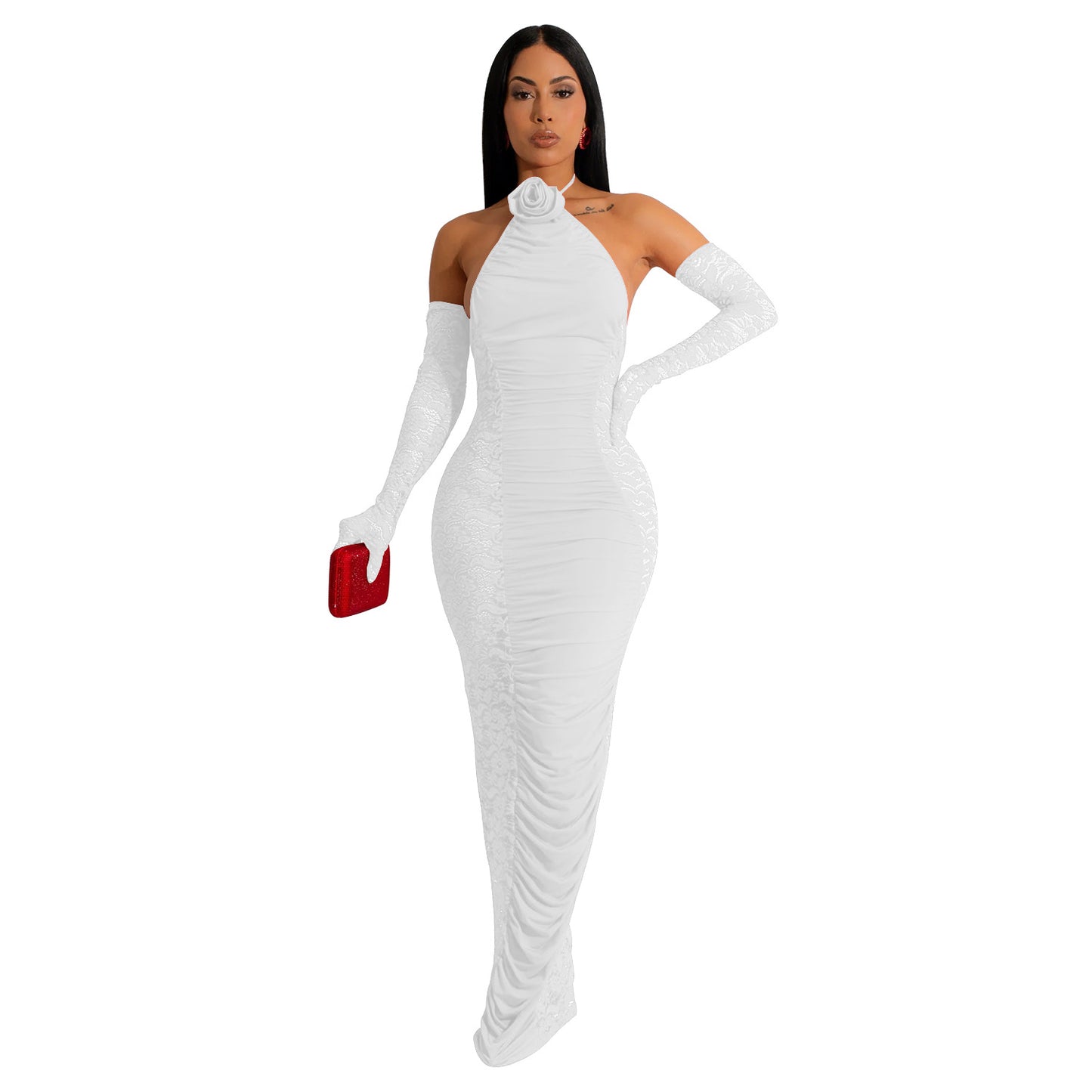 Dame Elegant brudekjole med raffinerede flæsedetaljer og smal pasform Stilla