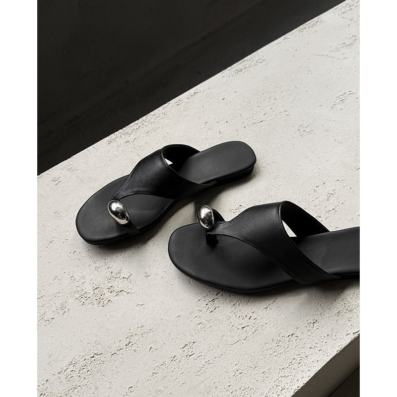 Dame Elegant Åben-Tå Rutsj-Sandaler med Dekorativ Metal Accent Stilla