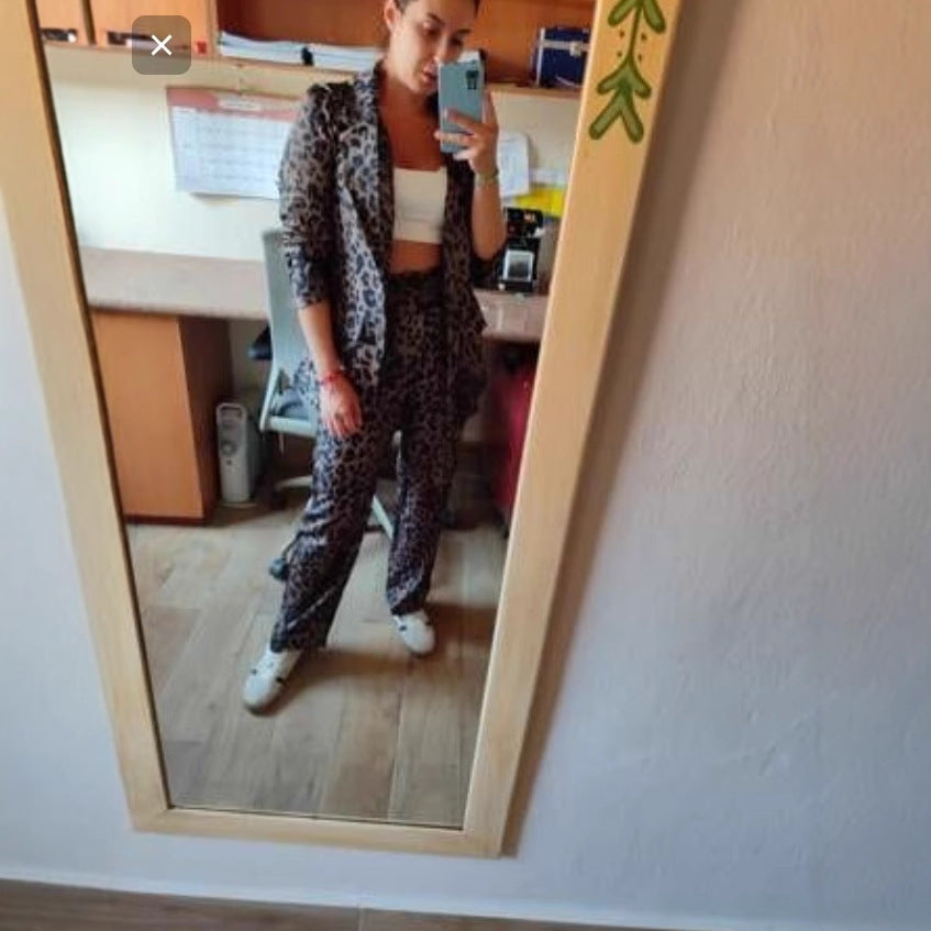 Dame Elegant Animal-Print Jumpsuit med talje Stilla