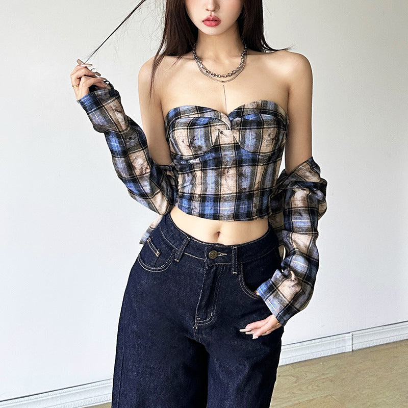 Dame Cropped top med moderne tern og innovativt bånddesign Stilla