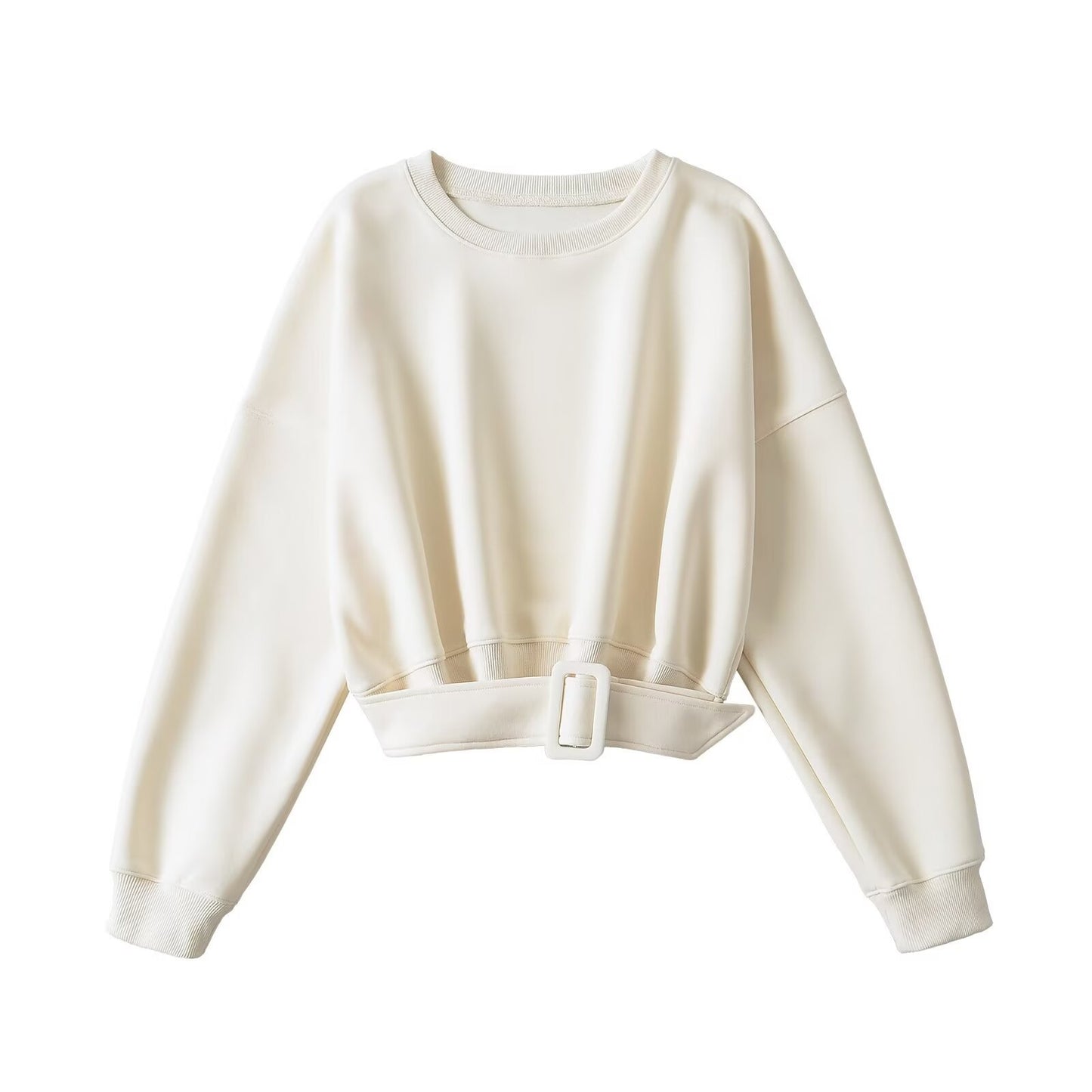 Dame Cropped Sweatshirt med afslappet pasform og moderne bælte Stilla