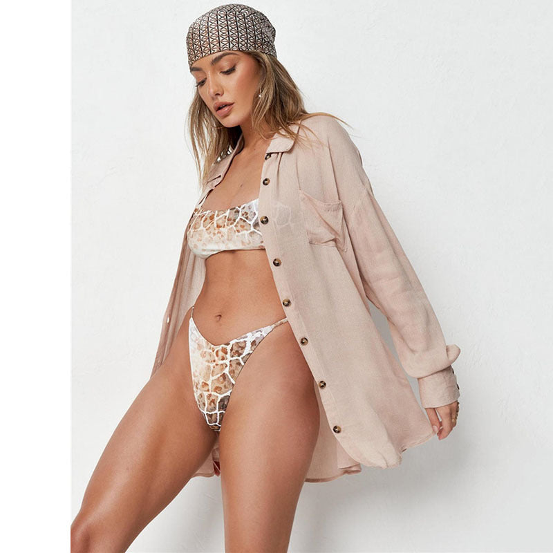 Dame afslappet strandbluse med høj kvalitets knapdetalje Stilla