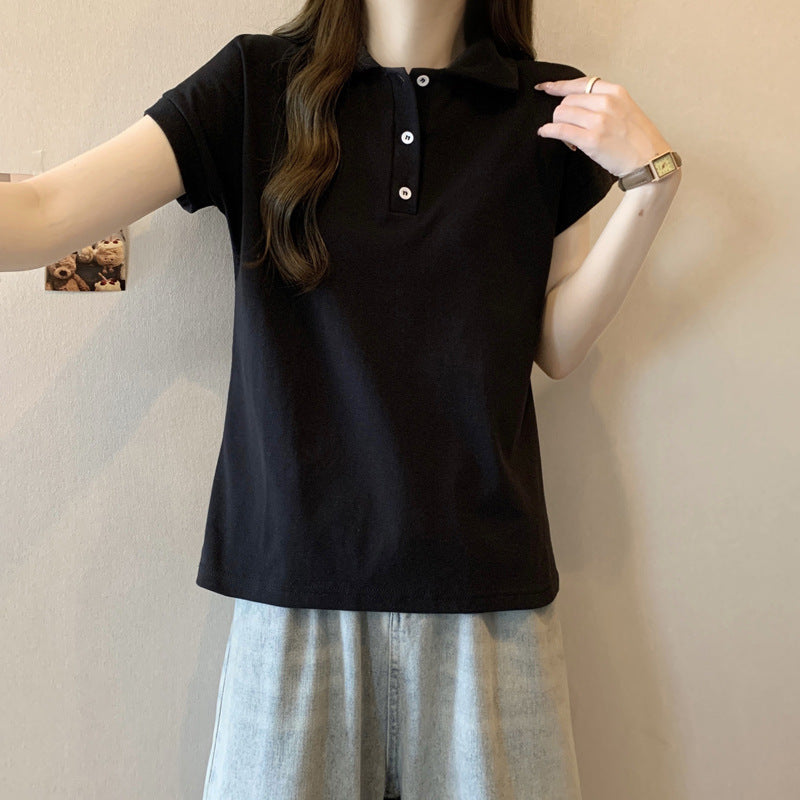 Dame Casual Polo-Shirt med kontrastkrave Stilla