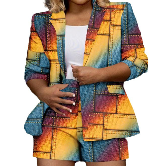 Dame Elegant Blazerjakke med abstrakt Design Stilla