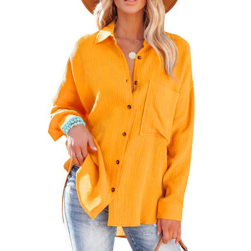 Dame afslappet oversized bluse med knapdetaljer Stilla
