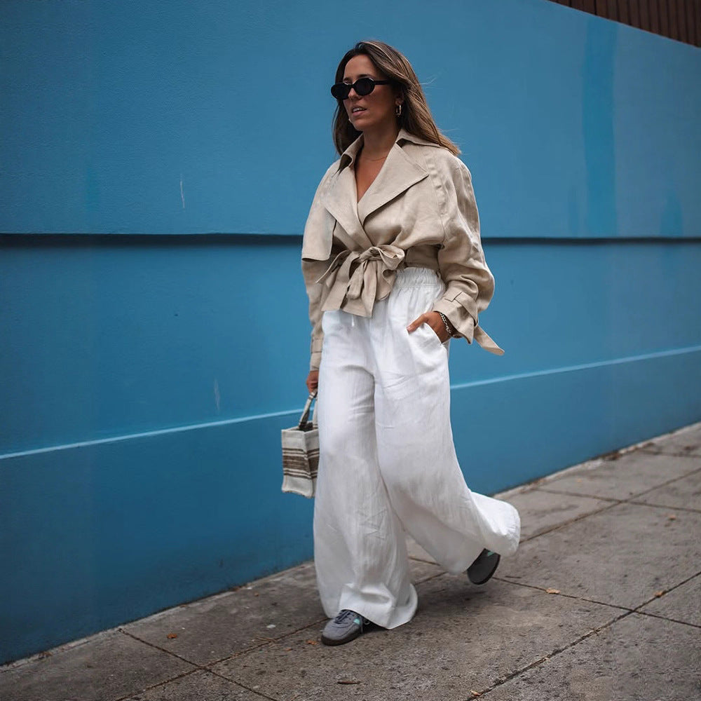 Dame Elegant Bluse med Bindebælte Stilla