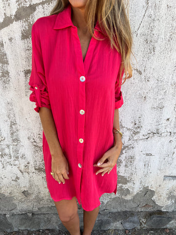 Dame afslappet skjortekjole i let materiale Stilla