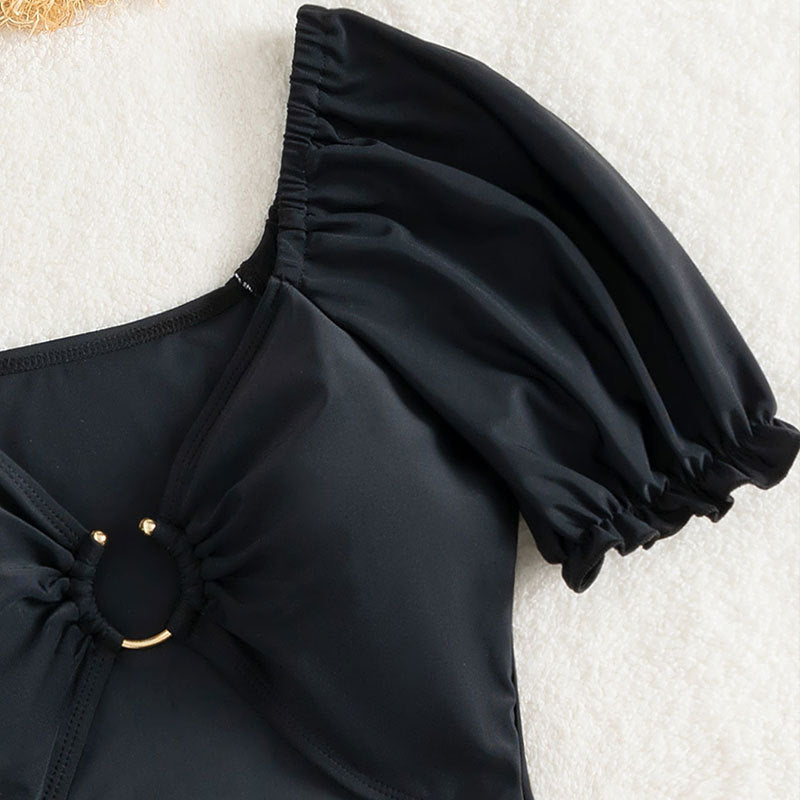 Dame Cut-Out Puff Sleeve Éntedelt Badedragt Stilla