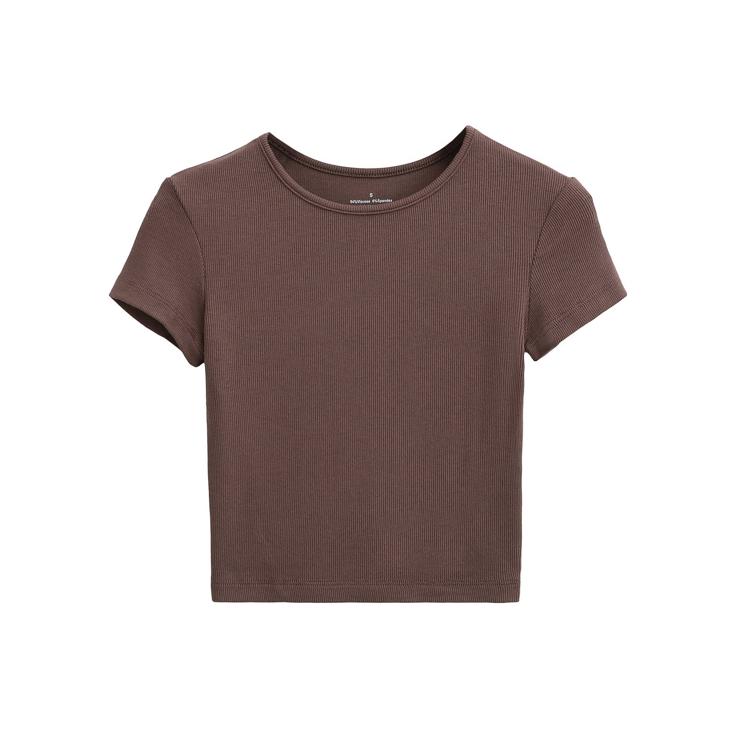 Dame cropped T-shirt med fin ribstruktur og elastisk snit Stilla