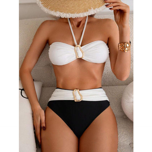 Dame Bikini-sæt med elegant bandeau-top og højt skåret taljebund Stilla