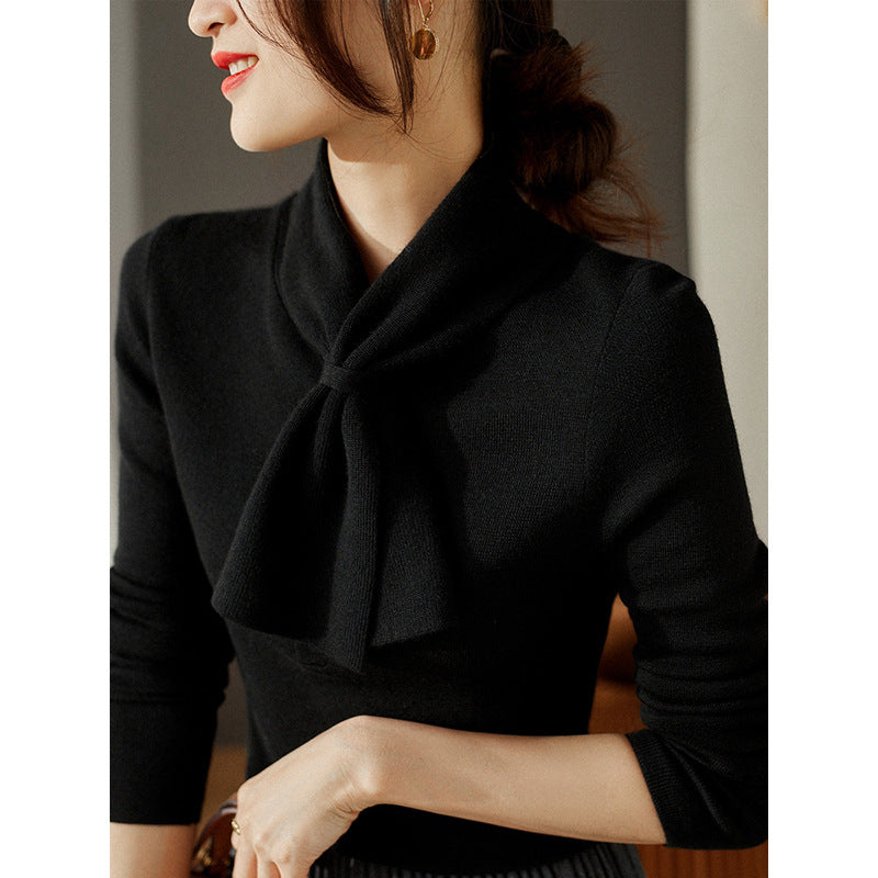 Dame elegant bluse med sløjfe krave og figursyet skæring Stilla