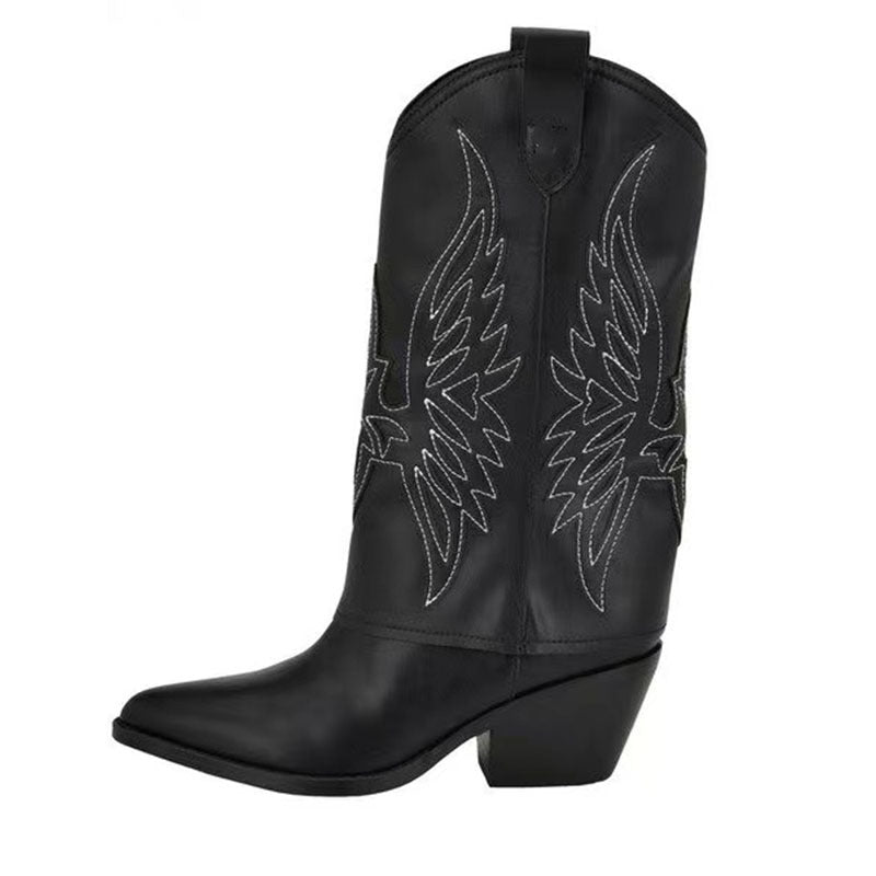 Femme Western-stil cowboy-støvler med dekorativt vinger-design Stilla