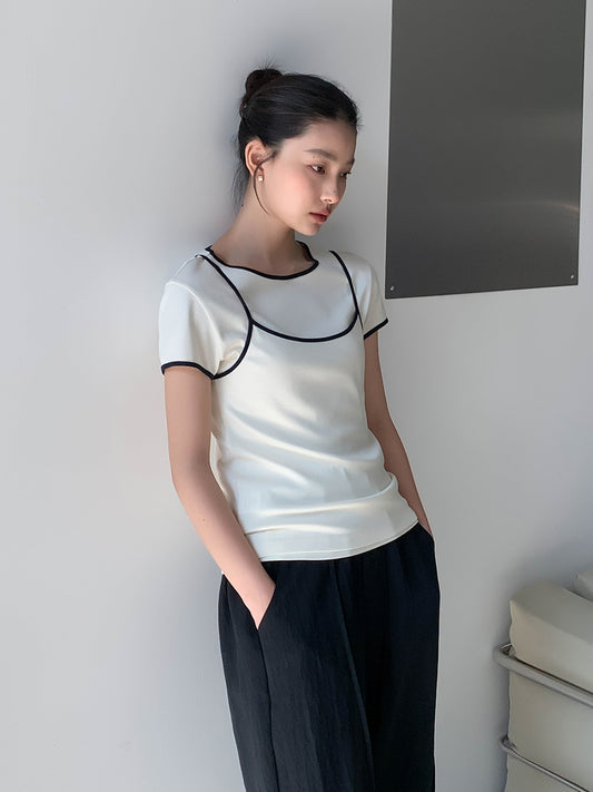 Dame afslappet oversized T-shirt med blød rund halsudskæring og fashionable detaljer Stilla