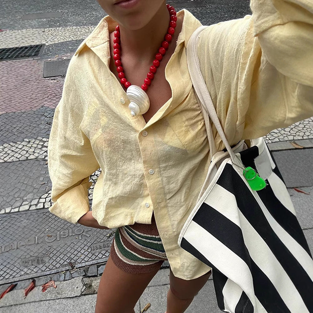 Dame afslappet linned skjorte Stilla