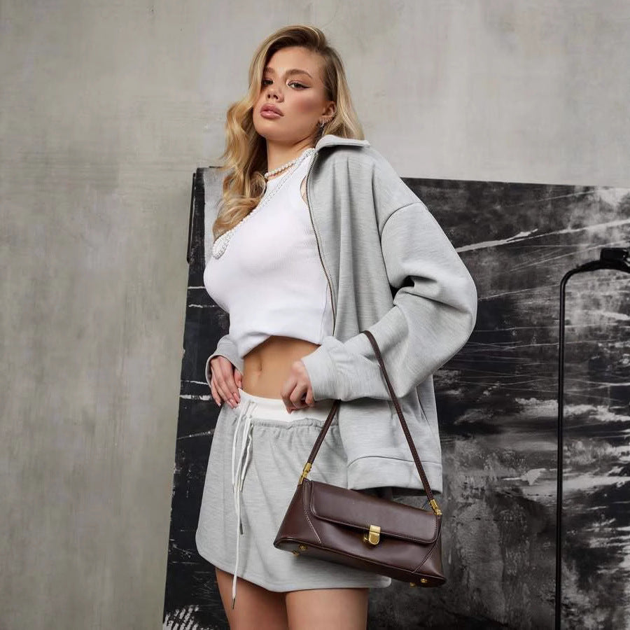 Dame afslappet hætte-sweat-sæt med cropped overdel Stilla