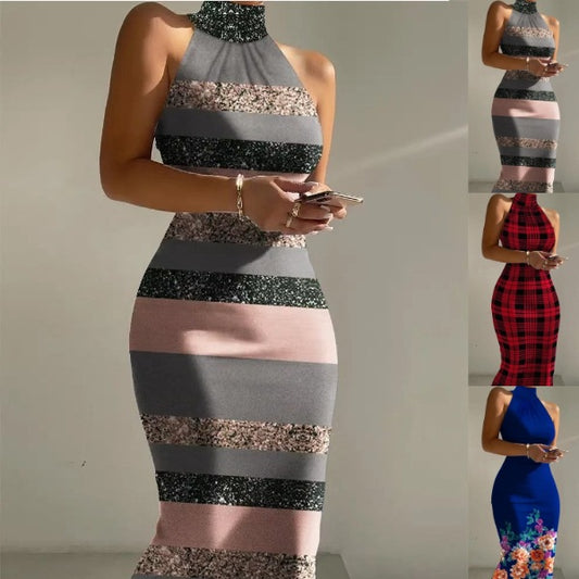 Dame Elegant figursyet maxikjole med høj hals og floral kant Stilla