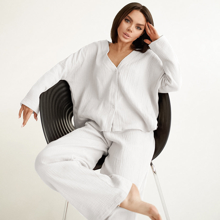 Dame afslappende Lounge-sæt lavet af struktureret materiale med løs pasform Stilla