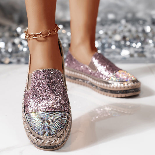 Dame Glitrende Slip-On Sneakers med komfortabel Sål Stilla