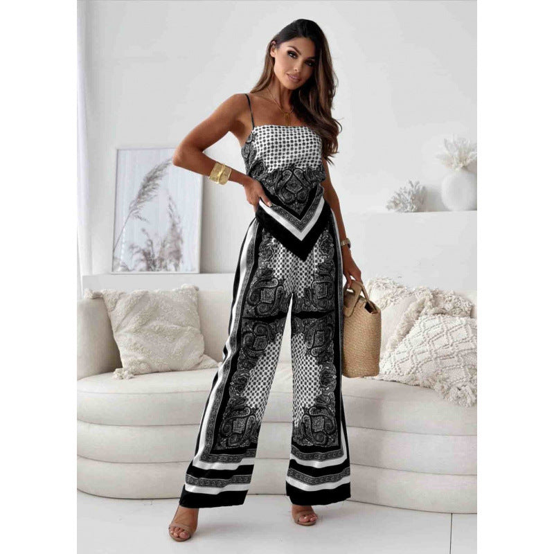 Dame jumpsuit med elegante printdetaljer Stilla