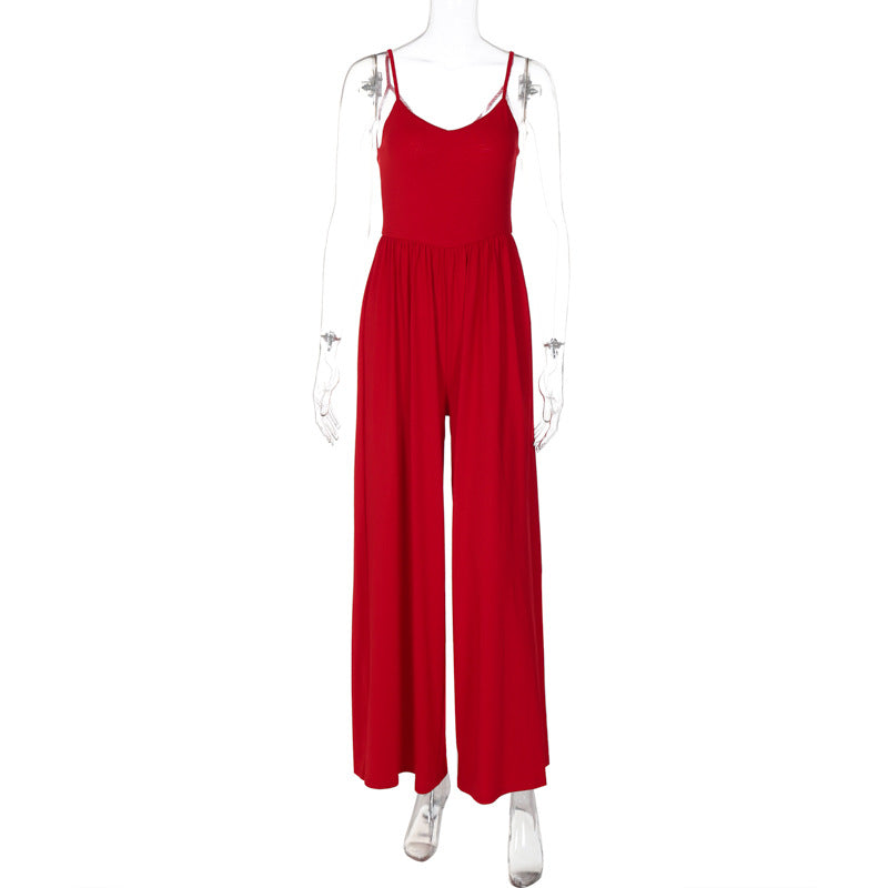 Dame Elegant Jumpsuit med dyb V-udskæring og glidende ben Stilla