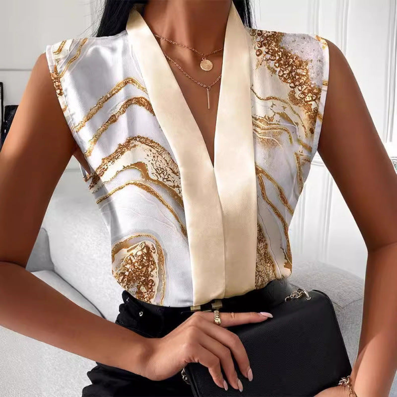 Dame Elegant Abstrakt Tryk Bluse Stilla