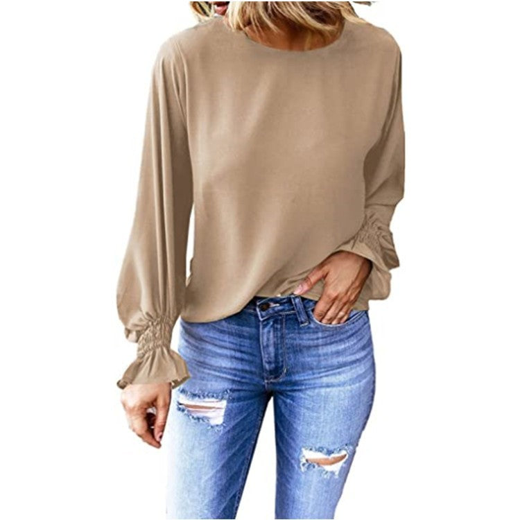 Dame elegant bluse med rynkeærmer Stilla