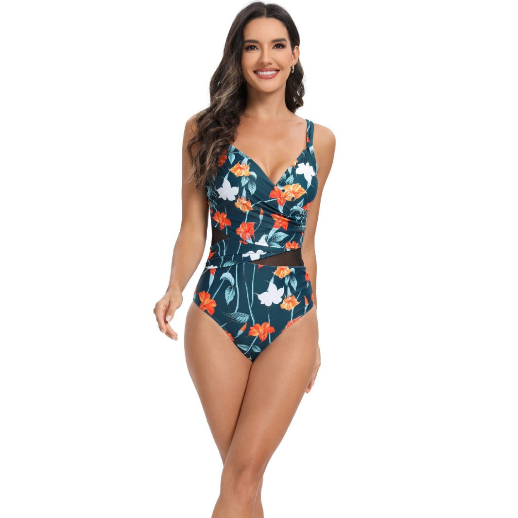 Dame Elegant Floral Wrap Én-delt Badedragt Stilla