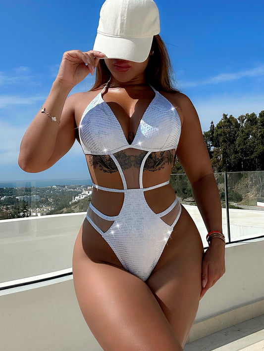 Dame Cut-Out Badedragt med innovativt design og transparente accenter Stilla