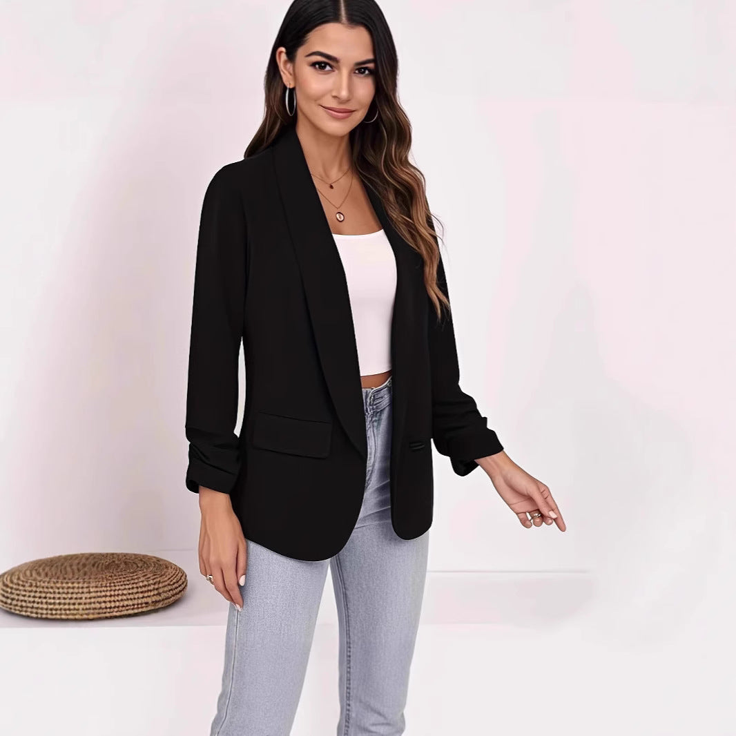 Dame elegant Blazerjakke med smalle revers og praktiske lommer Stilla