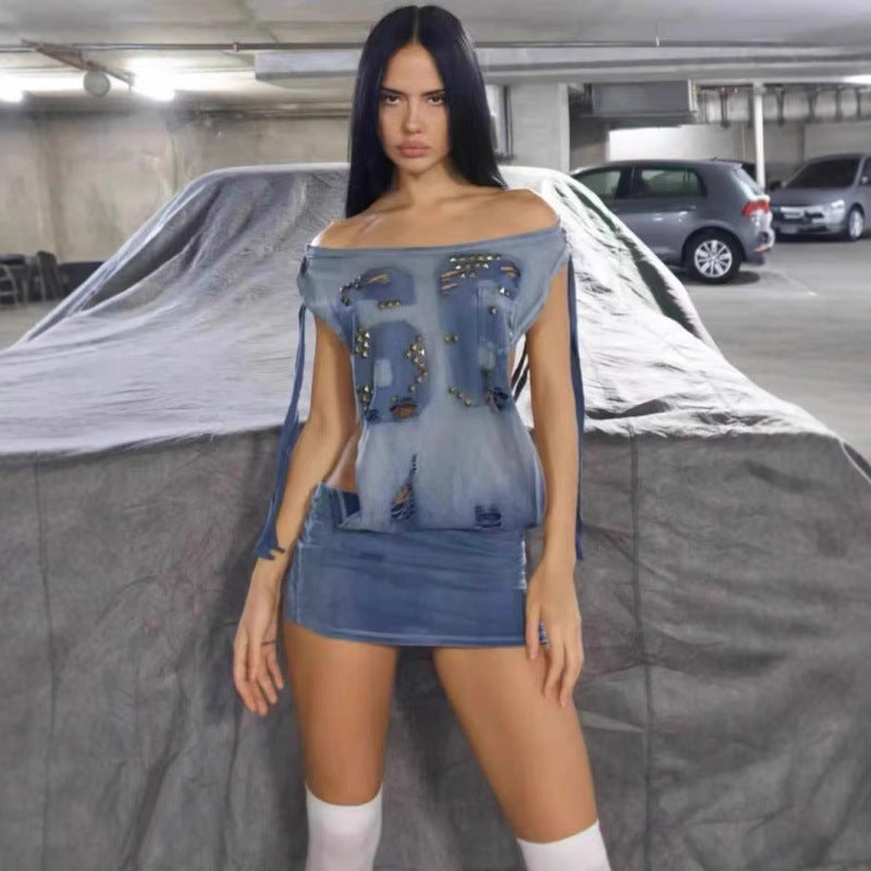 Dame Distressed Løs Denim Bukser Stilla