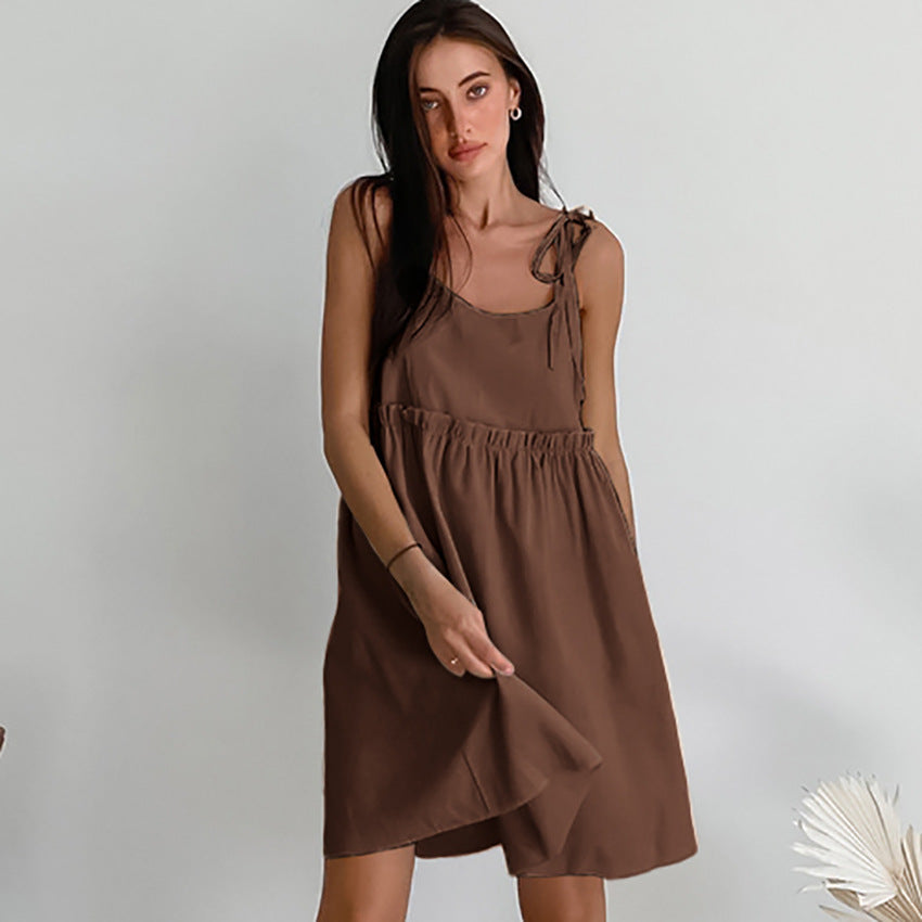 Dame afslappet sommerkjole med justerbare stropper og elastisk bånd Stilla
