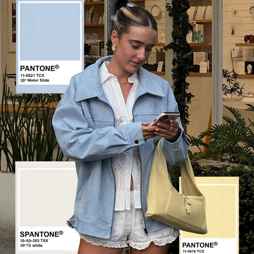 Dame afslappet kunstlæderjakke med moderne snit og praktiske lommer Stilla