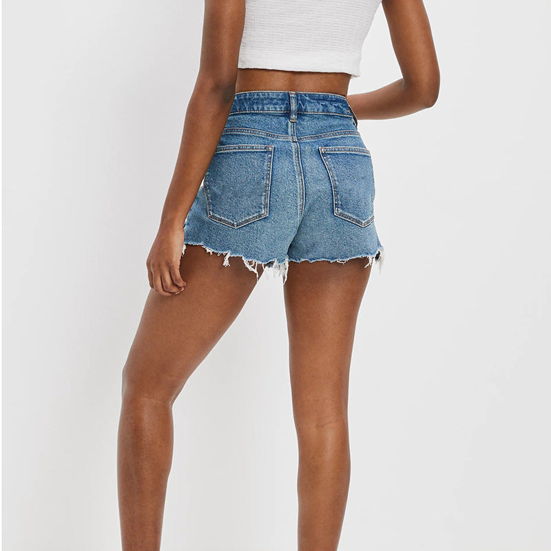 Dame afslappede jeans-shorts i moderne destroyed stil Stilla