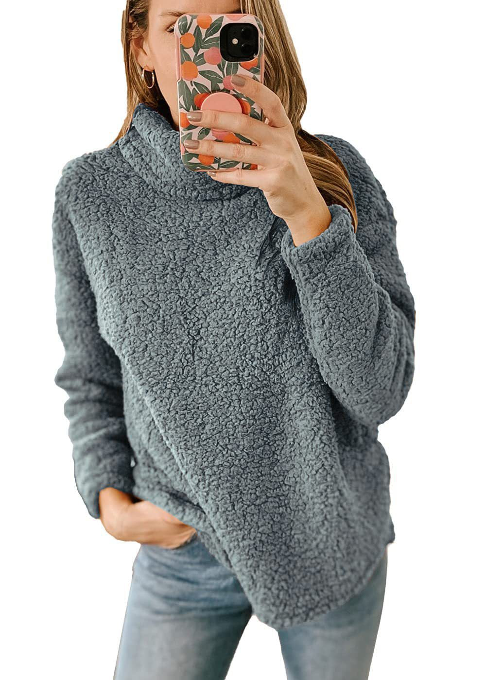 Dame hyggelig sweater i oversized stil med høj krave og blødt overmateriale Stilla