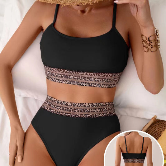 Dame bikini sæt med moderne højtalje-form og trendy dyreprint Stilla