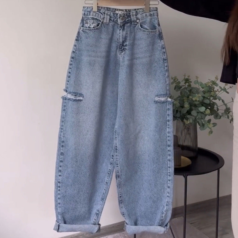 Dame Baggy Jeans med afslappet snit og indsnit knæ Stilla