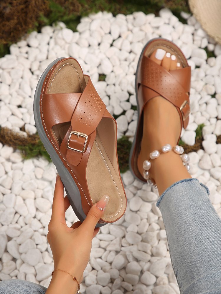 Dame Crossband Slip-On Sandaler Stilla