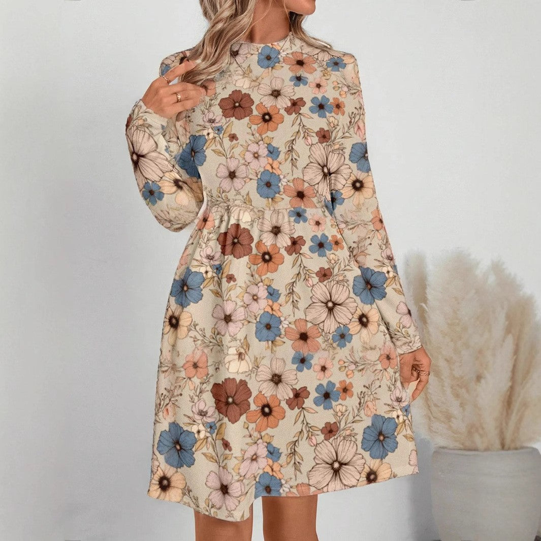 Dame afslappet blusenkjole med blomsterprint Stilla