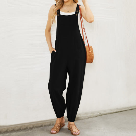 Dame casual jumpsuit med praktiske lommer og justerbare stropper Stilla