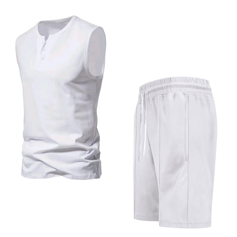 Herrer ærmeløs træningsoverdel og shorts-sæt lavet af åndbart materiale Stilla