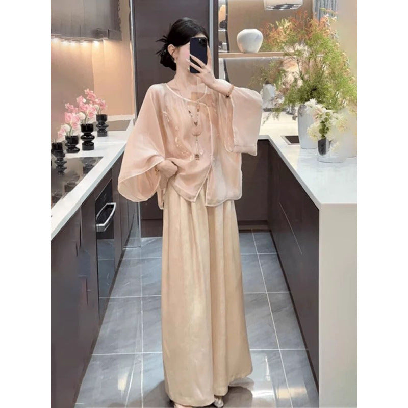 Femme Elegante Chiffon Maxi Kjole Sæt Stilla