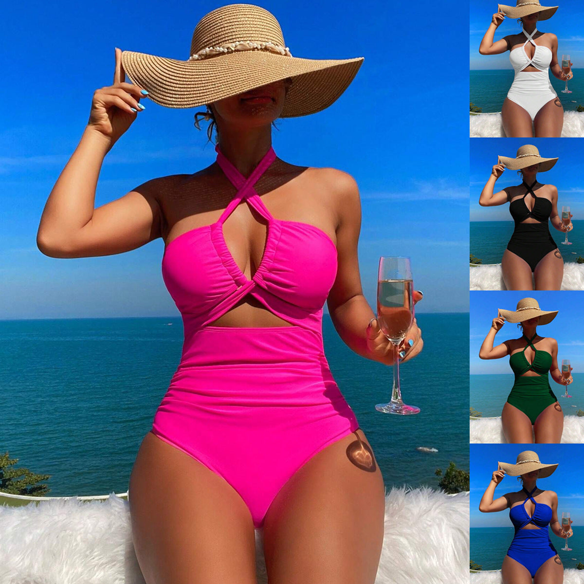 Dame E-piece Badedragt med elegant indviklet design og moderigtigt cut-out Stilla