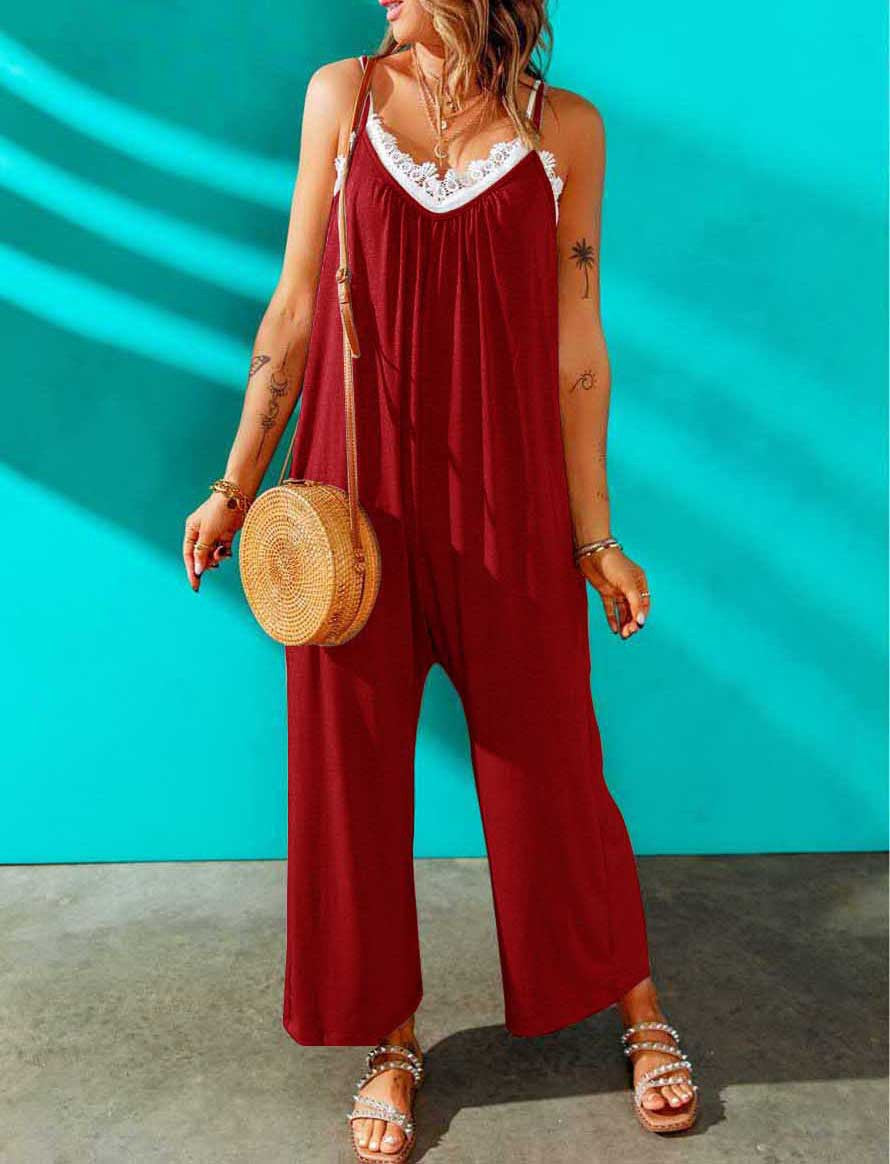Dame luftig Jumpsuit med spidse Stilla