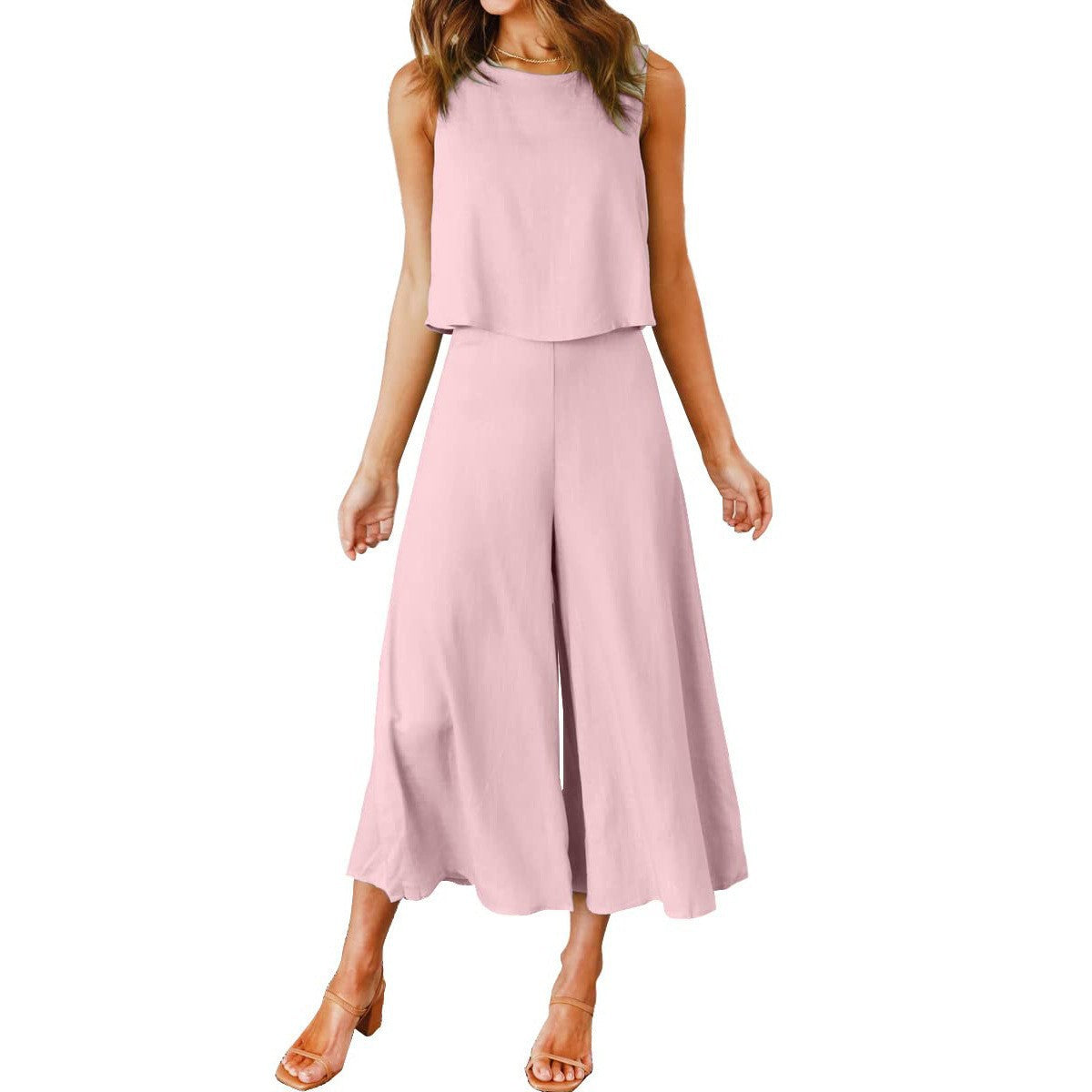 Dame luftig jumpsuit med bredt udskåret ben og elegant snit Stilla